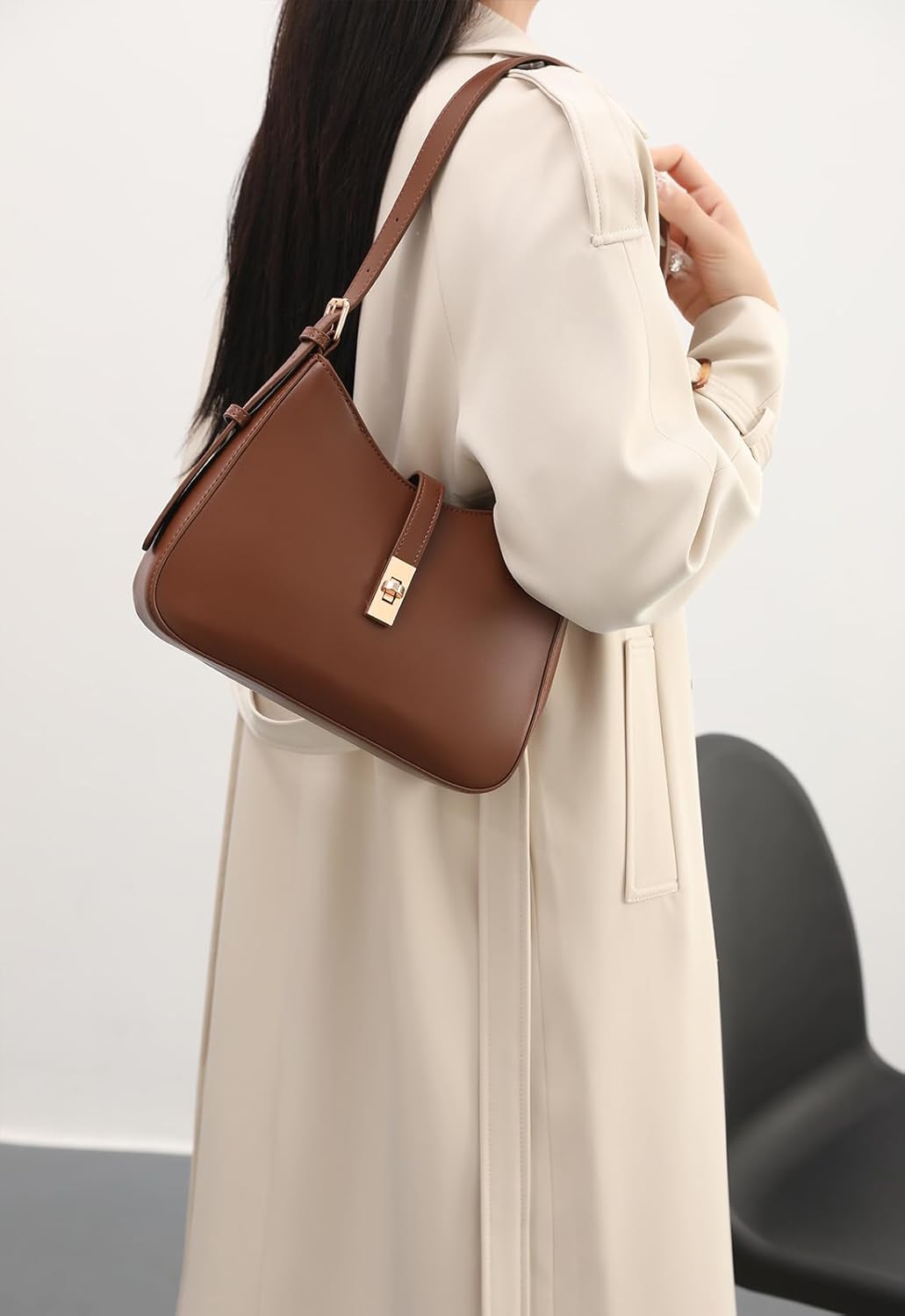 NIUEIMEE ZHOU Shoulder Bag for Women Retro Vegan Leather Hobo Tote HandBag Underarm Purses with Adjustable Strap