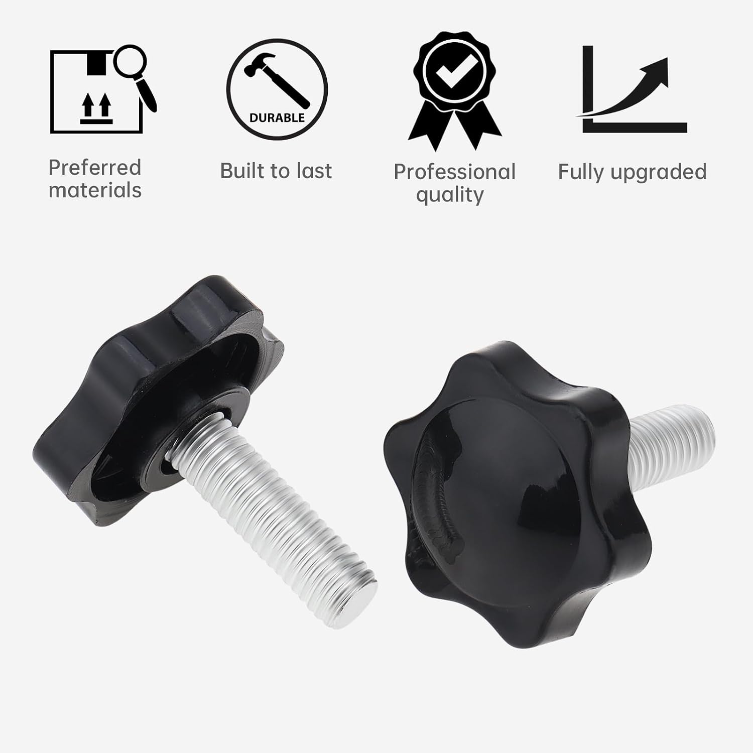 4 Pack M8 x 25mm Thread Star Knob, Plastic Hex Shaped Clamping Knob Handle Hand Tightening Screw for Umbrella Base Replacement Knob
