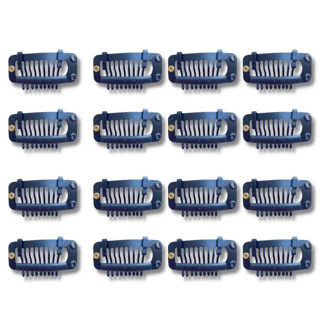 Snap On Wig Clips No Sewing, Seams or Needles Needed Wig Making DIY Convert Hair Extensions into Clip Ins 16 pieces (Black)