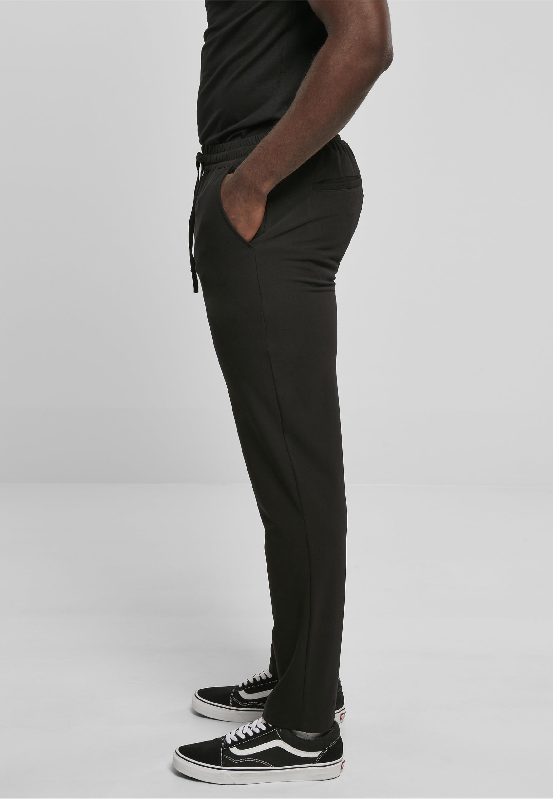 URBAN CLASSICS Pantalones de tela para hombre, elegantes pantalones de algodón con bolsillos traseros y laterales, cintura con elástico y cordón, tallas de XS a 5XL