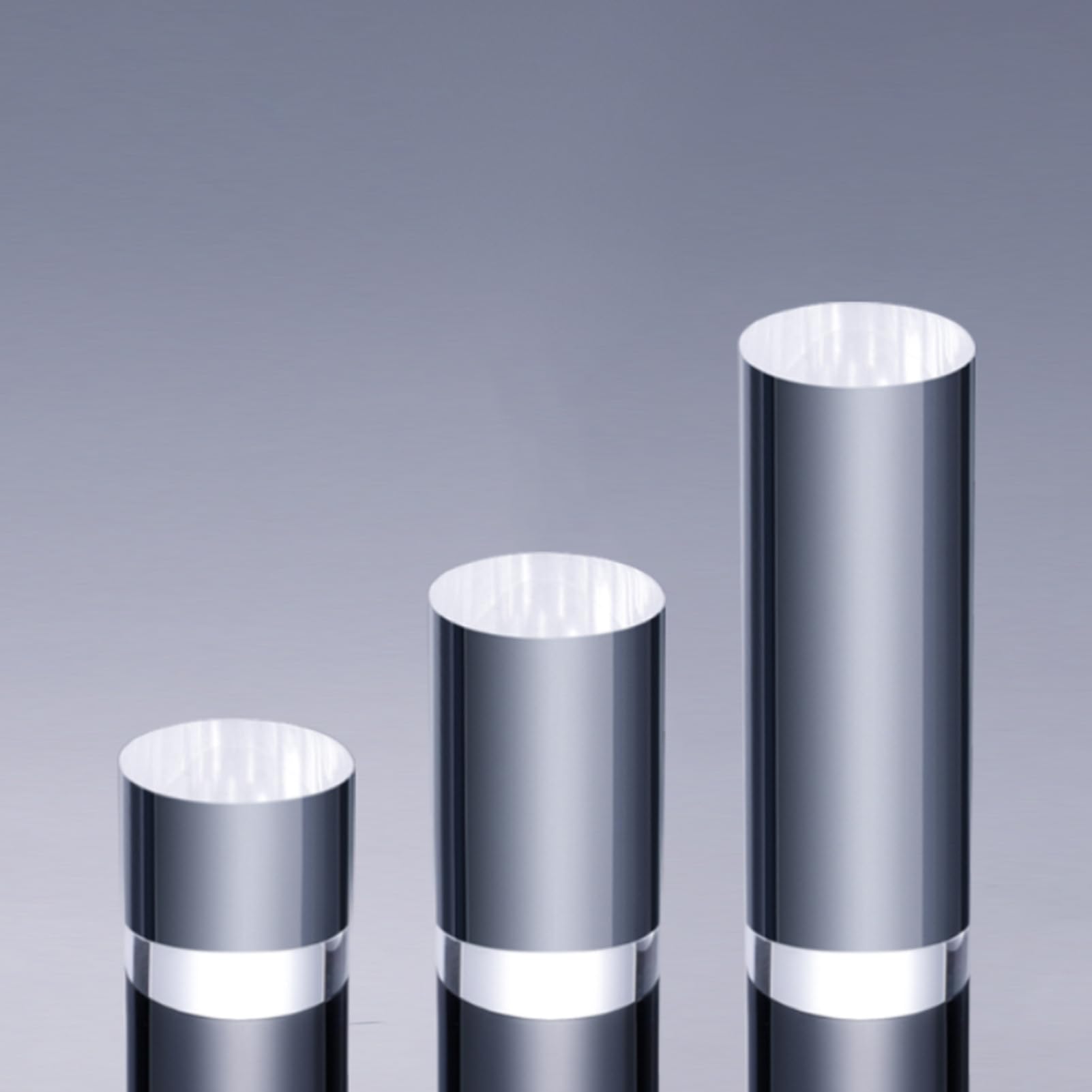AYUWQZX Acrylic Polished Round Blocks, Acrylic Cubes And Cylinders Display Blocks Clear 5-15cm Pack Of 3(Clear)