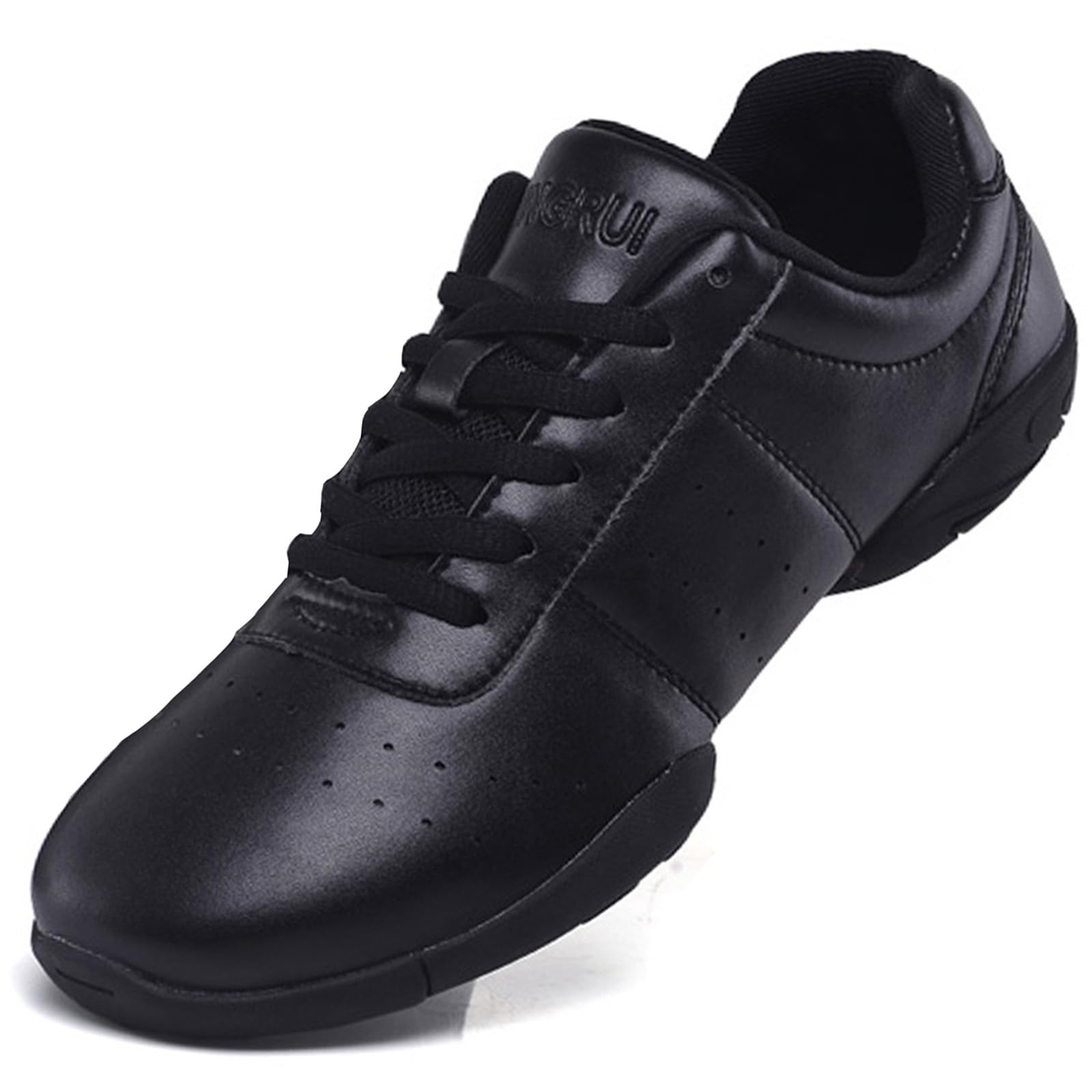 WUIWUIYU Boys Girls Women's Lace Up Aerobics Gymnastics School Cheerleading Dance Sport Shoes Training Sneakers Black Size 13