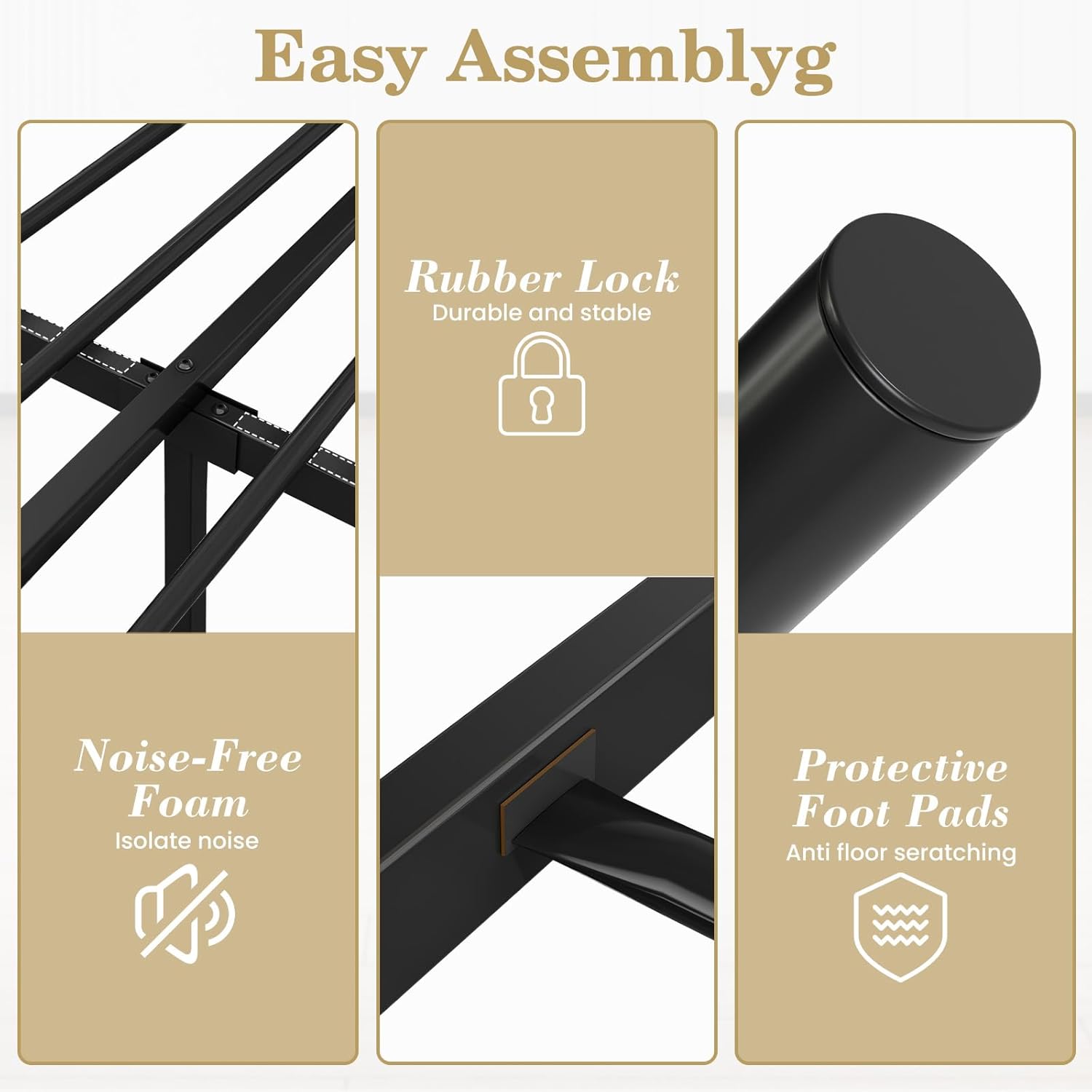 LEVELEVE 14 Inch Queen Size Victorian Vintage Metal Platform Bed Frame with Headboard and Footboard, Underbed Storage, No Box Spring Needed, Easy Assembly, Black