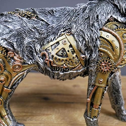 Mechanical Punk Animals Statue,Industrial Style Steampunk Dachshund/Elephant/Snail/Wolf/Rhino Resin Ornaments, Creative Sculpture Crafts for Bookshelf Desktop Living Room Decoration (Elephant)