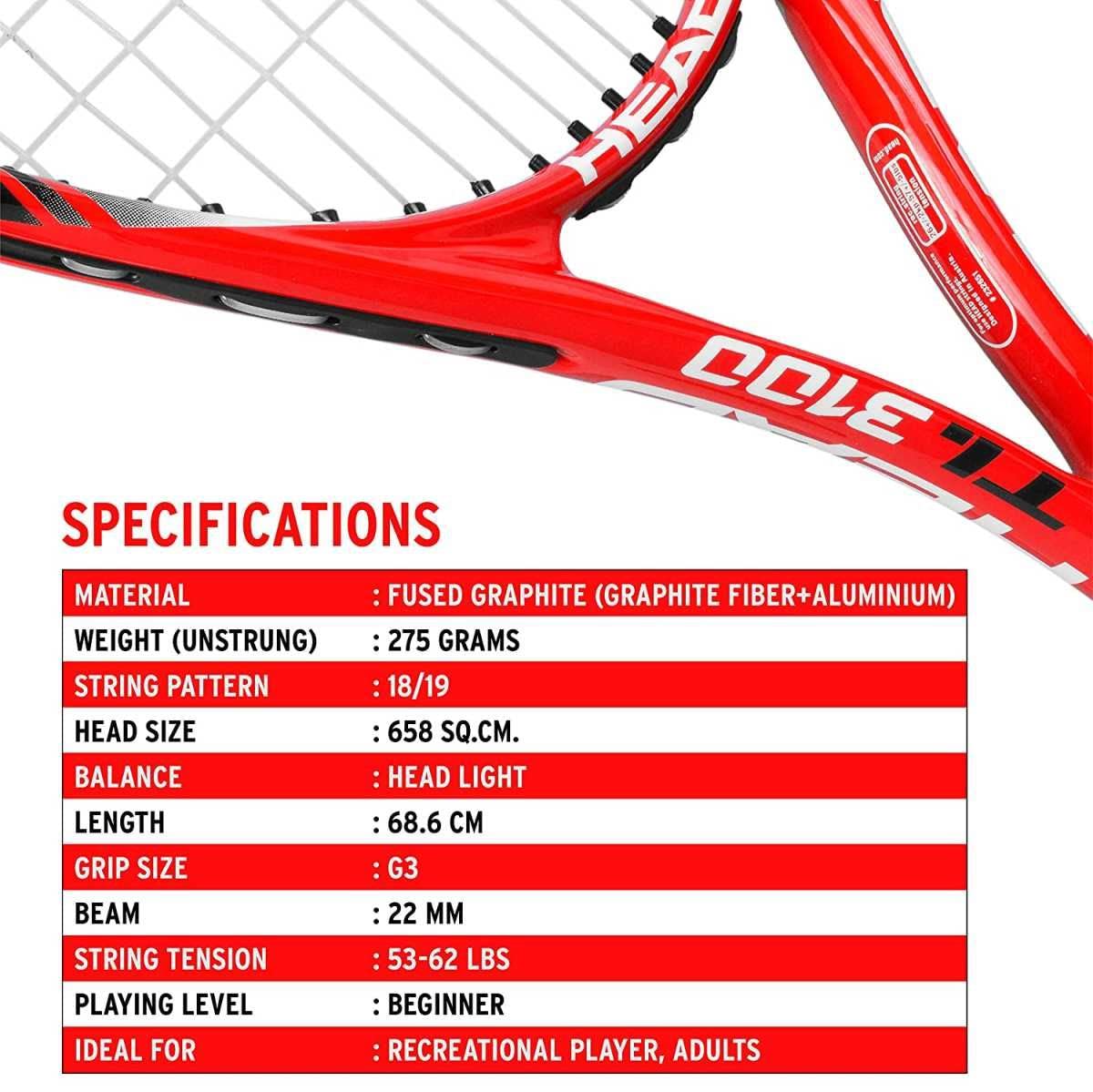 Amazon.com : Head Titanium 3100 Strung Graphite-Titanium