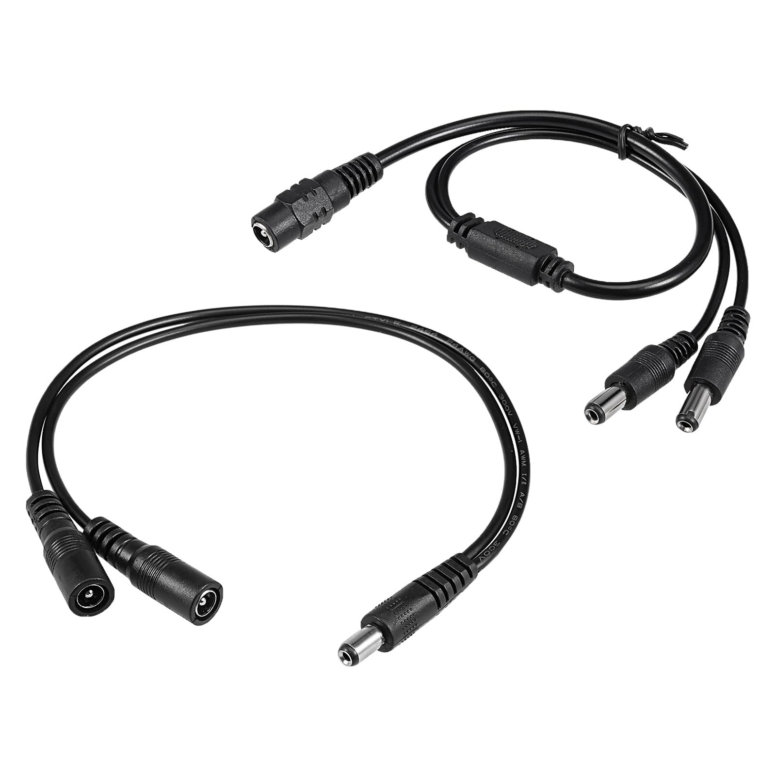 sourcing map DC Power Splitter Cable 1 Female to 2 Male & 1 Male to 2 Female Power Adapter 2.1mm x 5.5mm DC Power Supply Splitter Cord for CCTV Security Camera