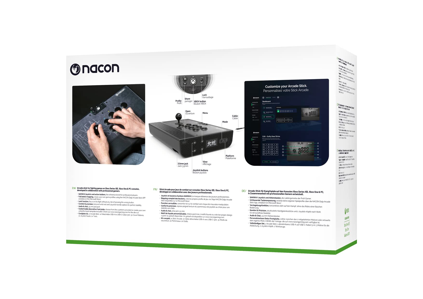 Arcade stick offciel Xbox Series. Compatible Xbox One et PC. Joystick et boutons d'actions Sanwa®