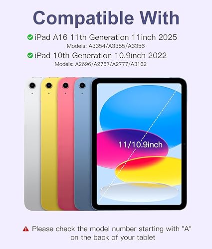 Vista 34 de Hamile Funda para iPad de 11ª y 10ª generación con teclado - 7 colores retroiluminados Inalámbricos Desmontable Folio Funda de teclado con soporte