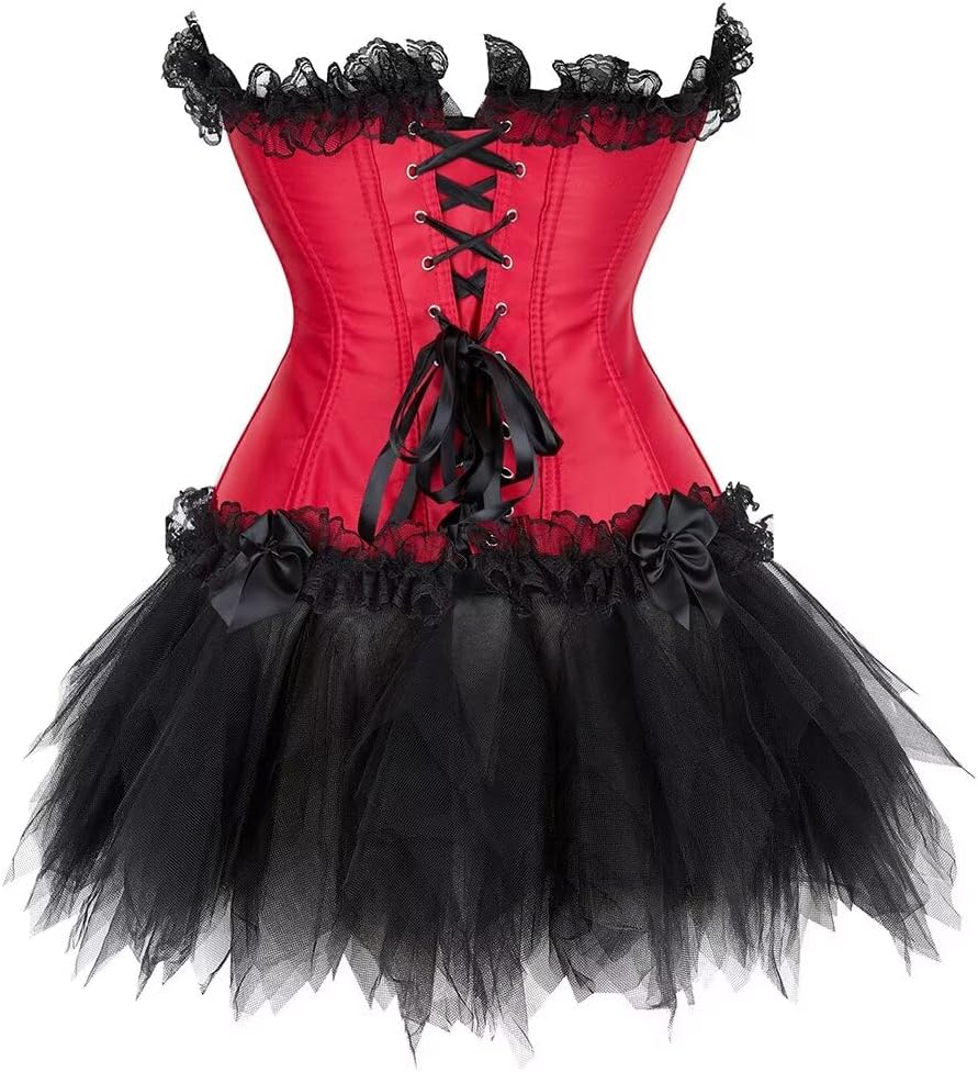 Corsets for Women Dress top Skirt Set Bustier Plus Size Lingerie renissance Costume Halloween