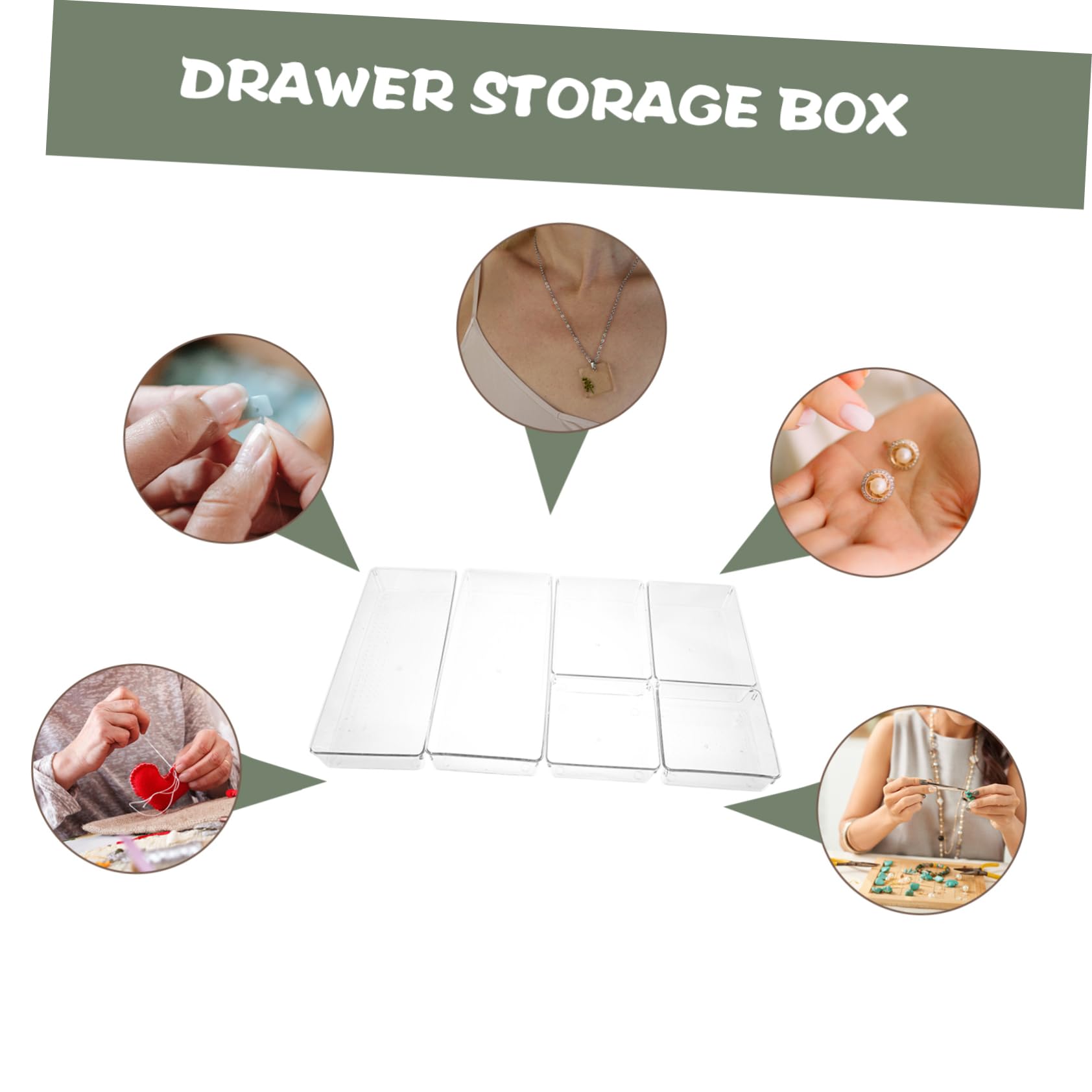 Contenitore Organizer da Cassetto 6 Pezzi Pet Trasparente Scomparti | Inserimento Interno Modulare, Design Semplice e Lineare, per Ordine su Scrivania e Cancelleria