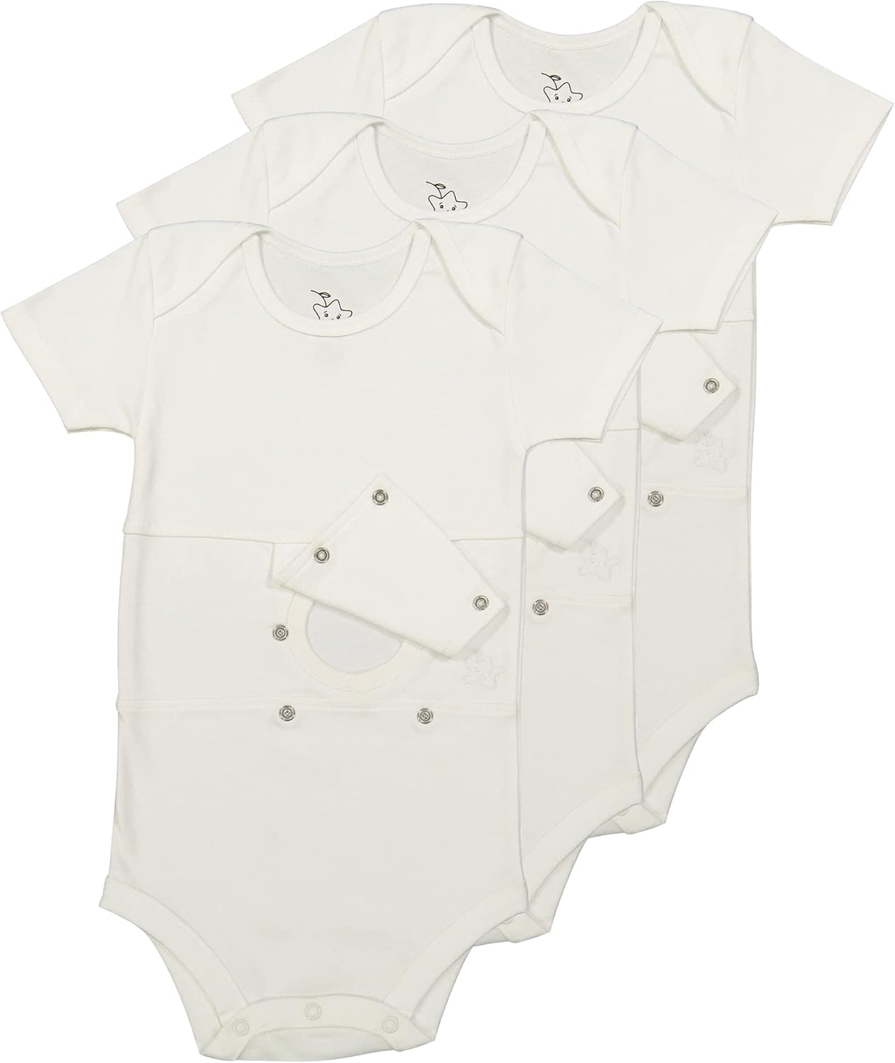 Feeding Tube Undershirt Onesie for Babies, Toddlers and Children(White-3 Pack)