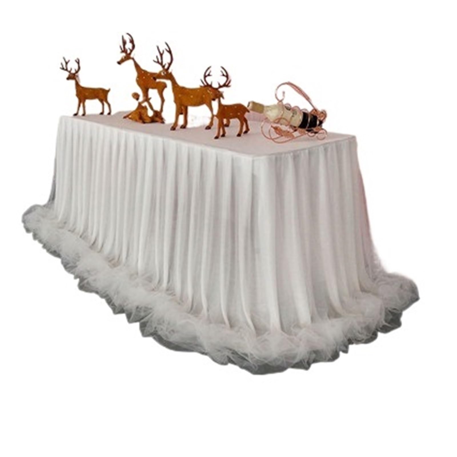 LuoAXINN Tutu Table Skirt Chiffon Organza Wedding Table Skirt for Cloth Party Banquet Decoration Skirting(White)