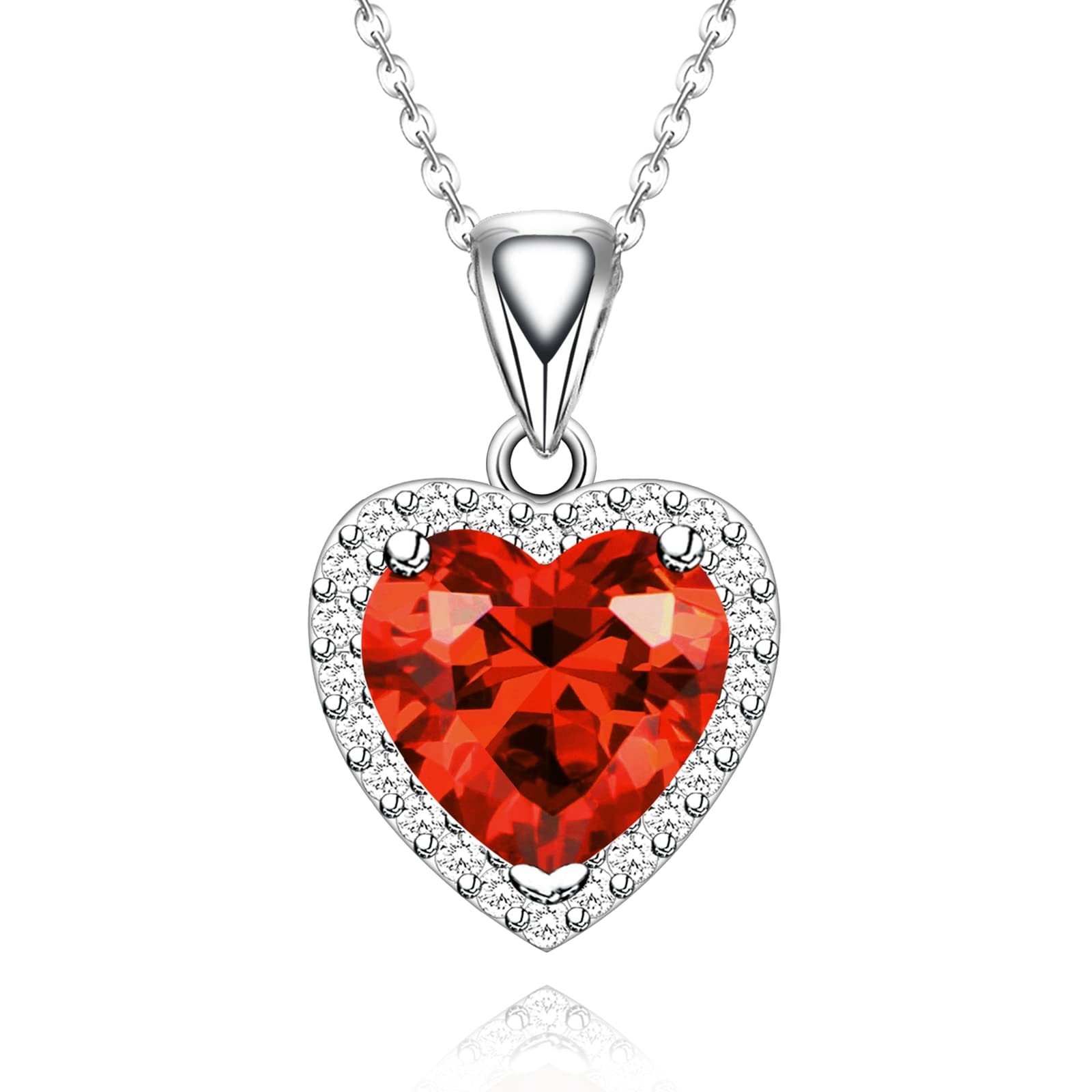 GZWHDLove Heart Pendant Necklaces for Women Girls Cubic Zirconia Birthstone Gift Valentine's Day/Mother's Day/Christmas/Anniversary/Birthday Gift for Mother/Wife/Friend/Daughter/Lover