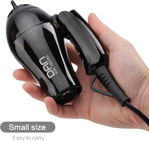 Miniatura 2 de Dan Technology Secador de pelo de viaje, secador de pelo compacto, mini secador portátil con concentrador y difusor, secador de pelo europeo con