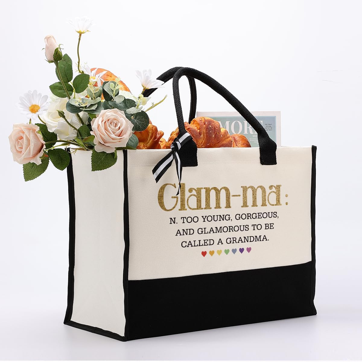 EDCTO Canvas Bag Gift for Grandma, Glam-ma Canvas Shopping Bag, Cotton Canvas Tote Bag, Grandma Definition Tote Bag, Mother's Day Gift for Grandma, Novelty Grandma Gift, Grandma Birthday Gift - Image 4