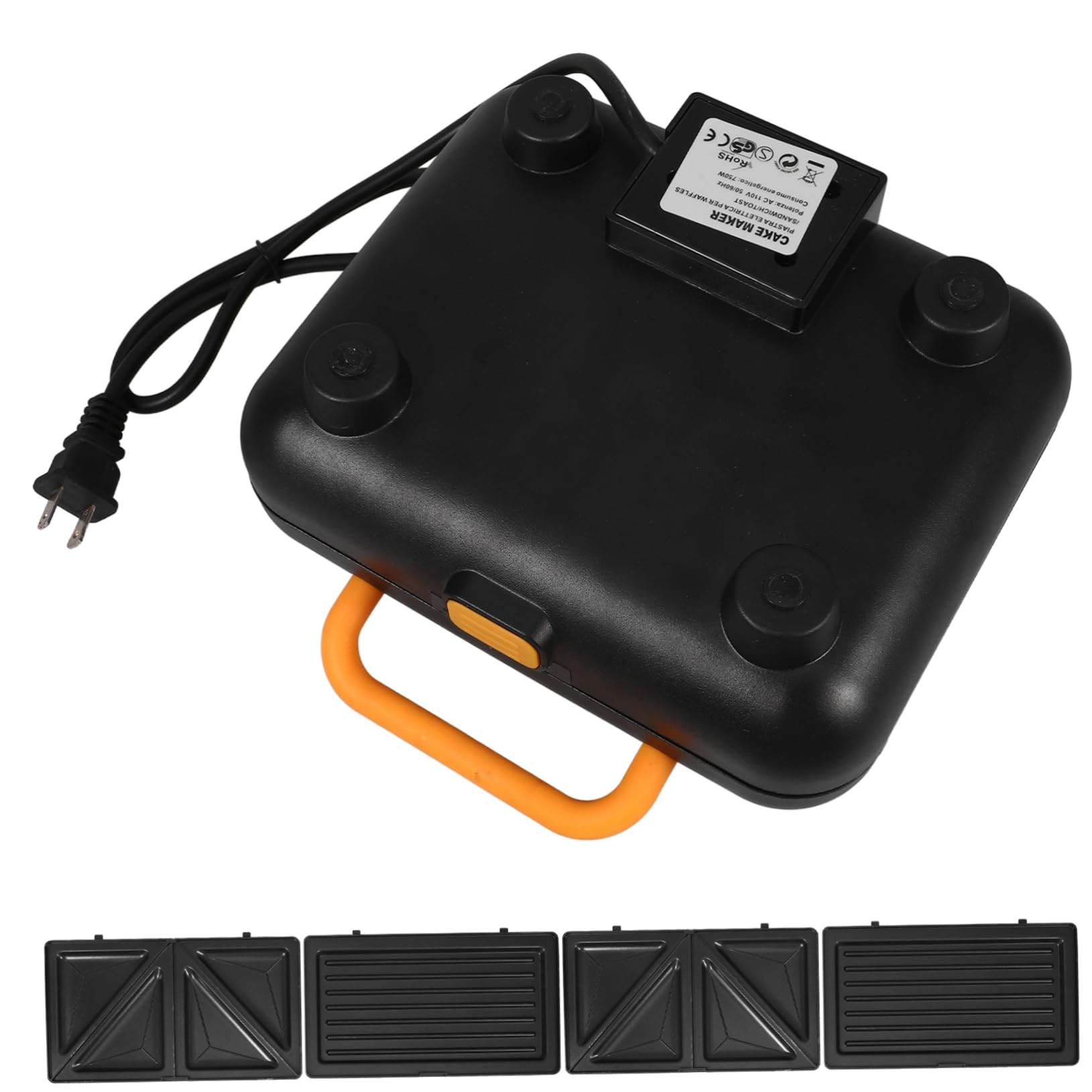 GRIRIW 1Set Kitchen Waffle Maker Machine Non Stick Waffle Sandwich Maker with Baking Plates Compact Design for Easy Storage for Breakfast and Snacks US Plug