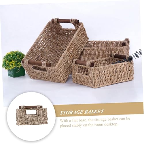 Miniatura 2 de Cabilock Cesta de almacenamiento de ratán, bandeja otomana, cesta de mimbre rectangular, cesta de papel higiénico, cajón de huevos, decoración de
