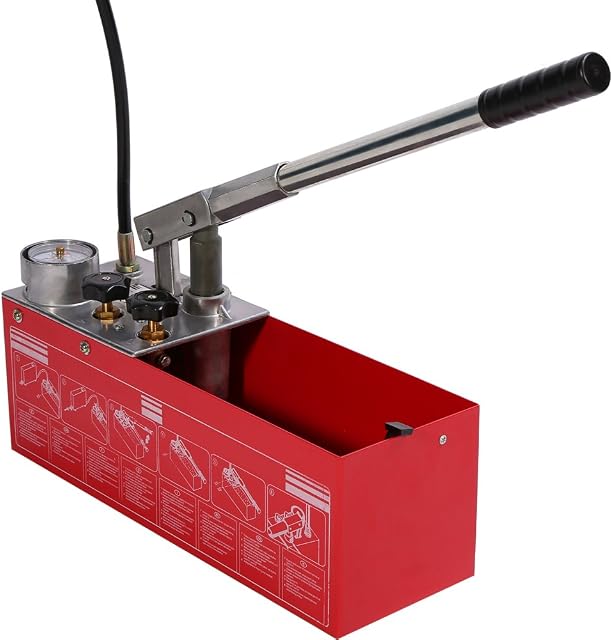 12L Pressure Tester Pump Hydraulic Test Pump Hand Power Hydraulic Pipeline Pressure Test Pump Water Pipe Leakage Tester High Vacuum Water Pressure Test Pump 1/4"BSP, 50kg Steel Body