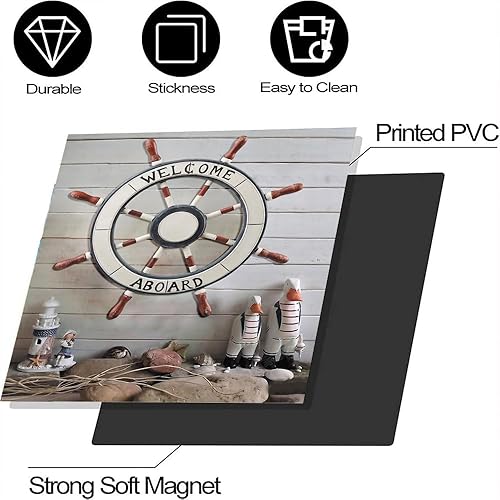 Miniatura 7 de OEME Decoración náutica, cubierta frontal magnética para lavavajillas, calcomanía autoadhesiva de timón para cocina, nevera, puerta, adorno de