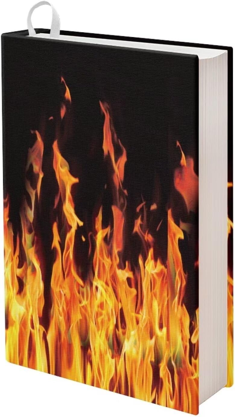 Flame Book Cover Reusable Book Sleeve Stretchable Book Box for Book Lovers, Washable Book Covers School Book Protector for Textbook Hardcover Notebook Bible Case