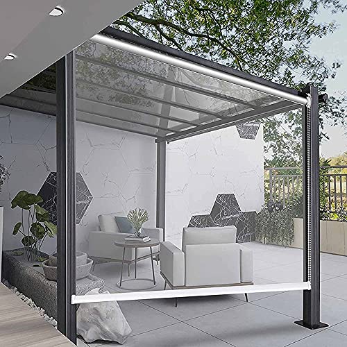 FUFU Transparente Outdoor-Rollo-Jalousien, 0,5-mm-PVC 100% wasserdicht,...