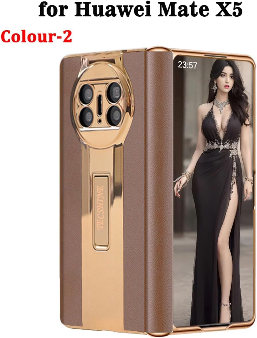 Leather Case for Huawei Mate X5, Hinged Cover for Huawei Mate X 5 Cell Phone, Bracket, Mobile Phone Shell, Leather Holster