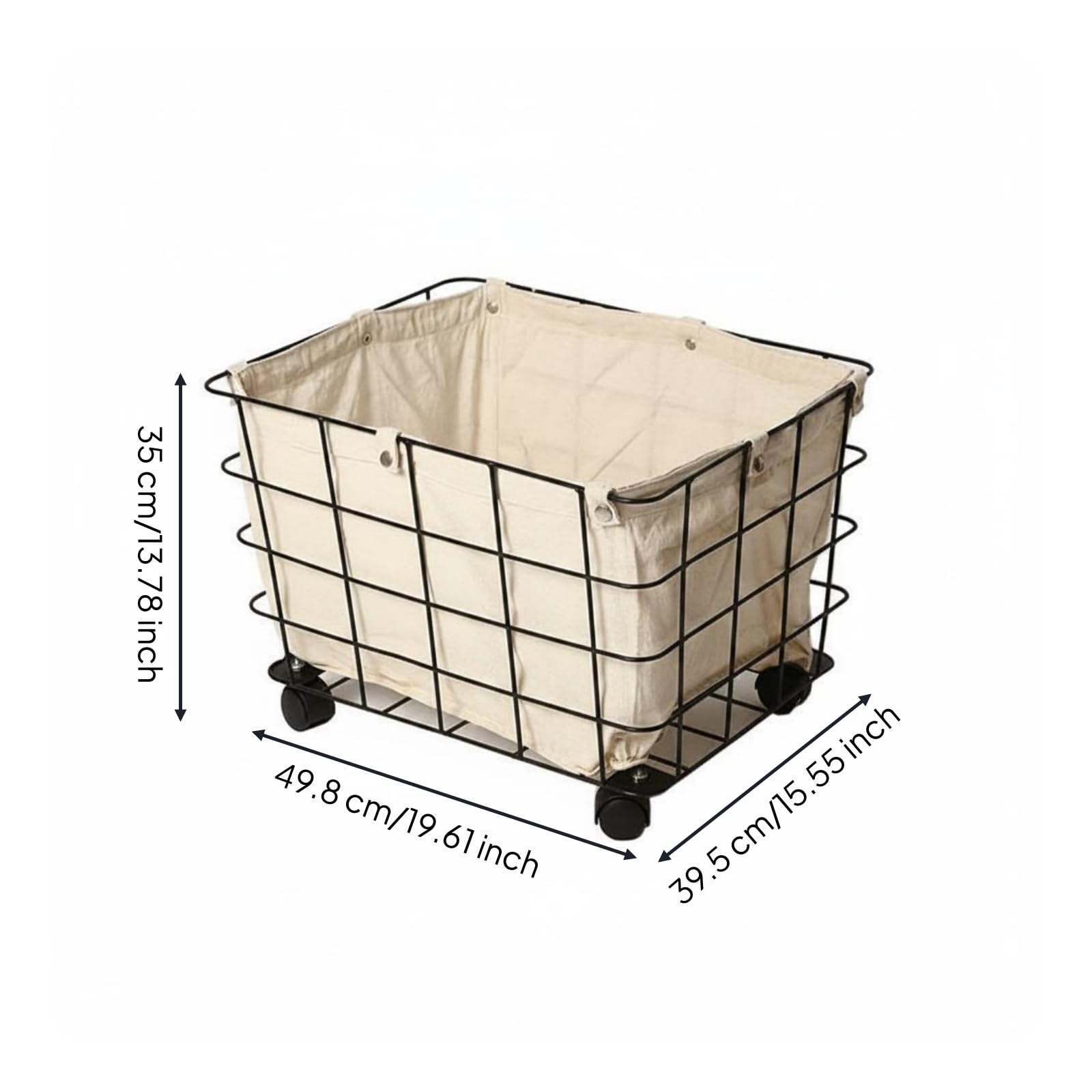 Cesto Porta Giochi Sfoderabile Cesto con Ruote Rettangolare Carrello Biancheria Pieghevole, Nero, Grande