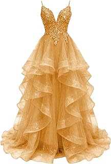 Laces Appliques Prom Dresses Long Ball Gown Puffy Tulle Ruffled Tiered Formal Pageant Dresses 2026