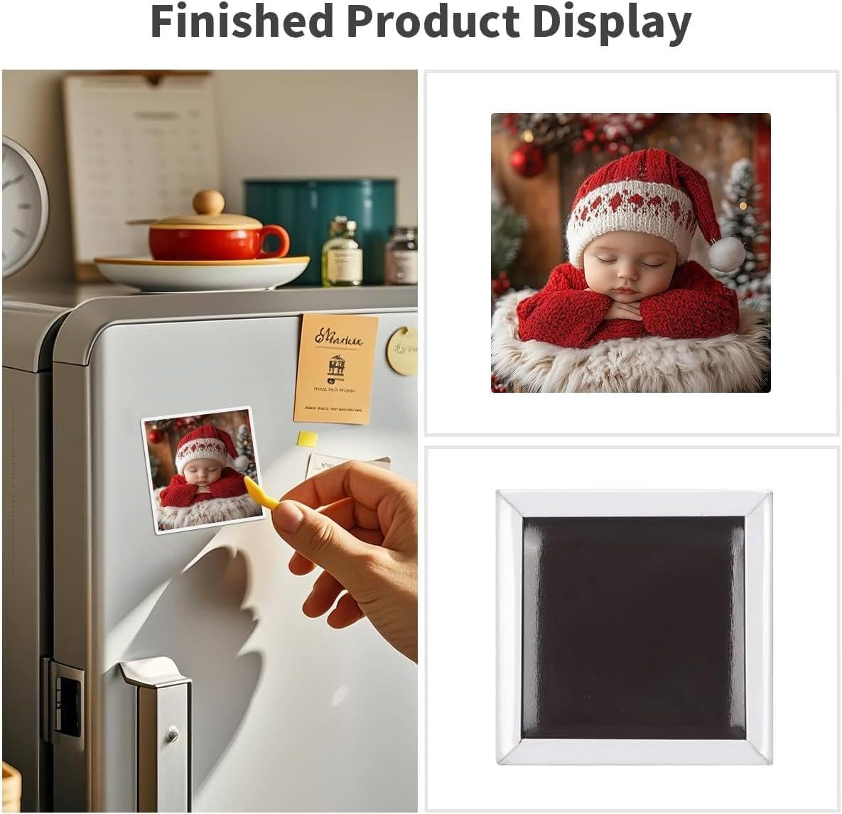 100Pcs Square Magnet Maker Machine Consumables, Cardboard Magnet Materials for 2.5x2.5inch(63.5x63.5mm) DIY Fridge Magnet Making