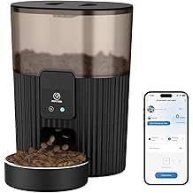 PAPIFEED Automatic Cat Feeder 3L/12 Cup,2.4G WiFi Pet Feeder with APP Control for Remote Feeding, 1-10 Meals Low Power Automatic Cat Food Dispenser with Stainless Steel Bowl, Easy Clean Detachable