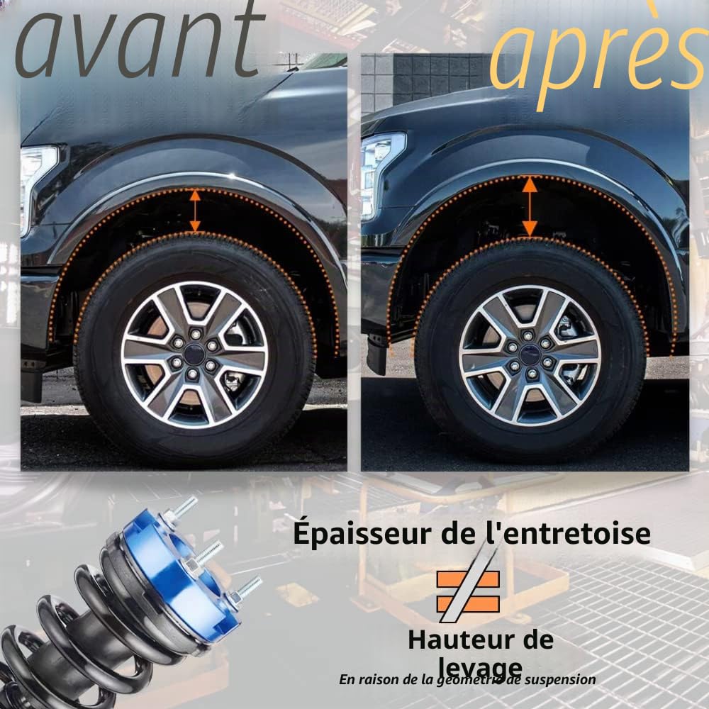 JINGLING 32MM Suspension avant 51MM Blocs de Suspension arrière Kits de levage pour Hilux Vigo 2004-2019 Kit UBolt Raise Adapter Strut Spring (avant et arrière)