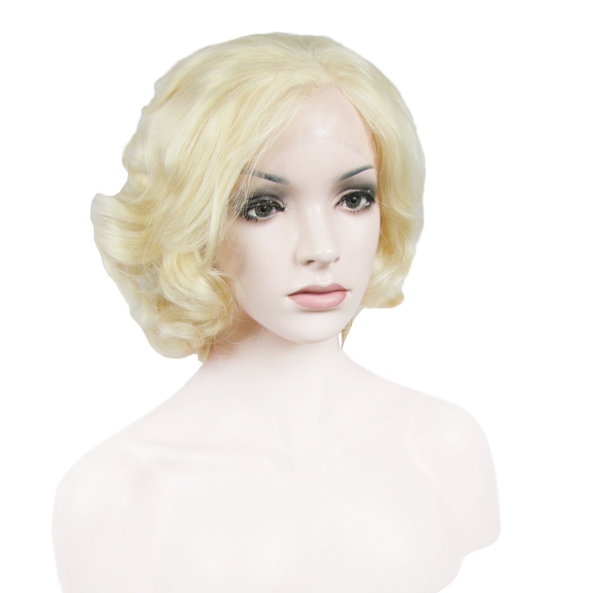 Lace Wig Synthetic Lace Front Wig Short Curly 180% High Density Blonde Wig
