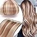 Produktbild Extensions Echthaar Clip In Remy Echthaar Haarverlängerungen Glatt 1 Tressen 5 Clips 45cm/50g (12/613 goldbraun/blond)