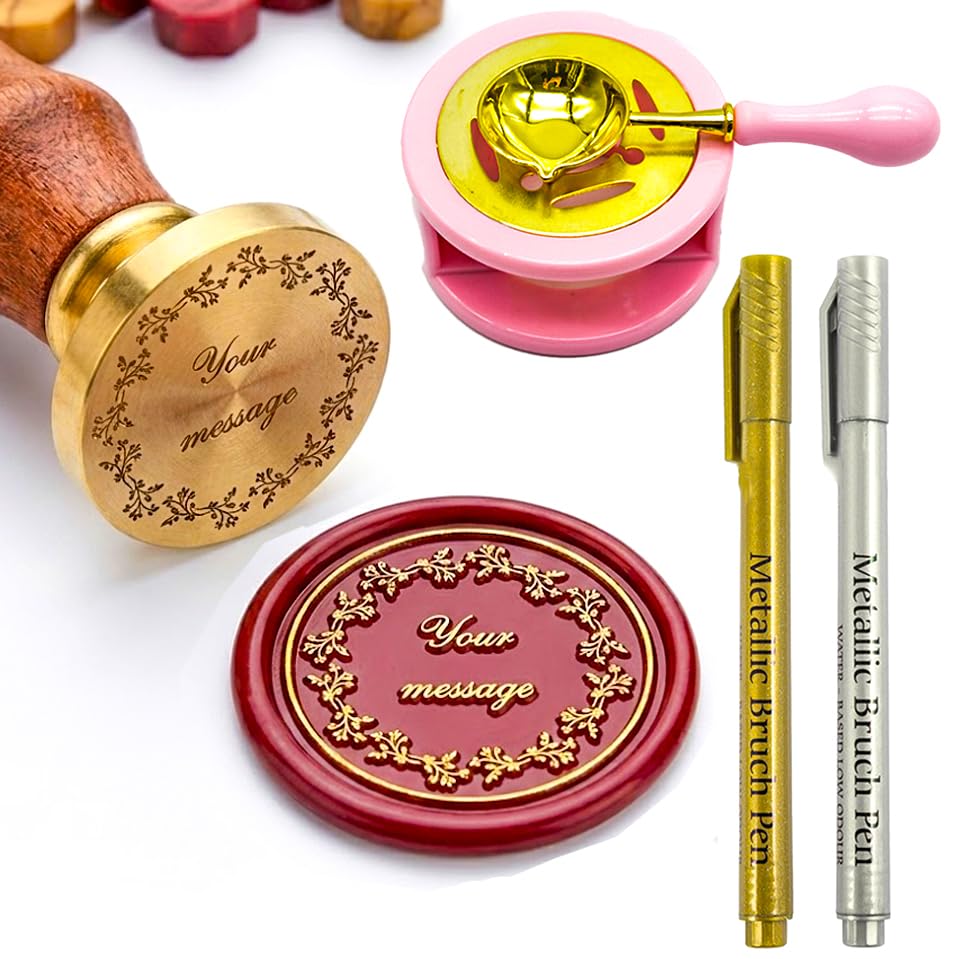 Wachssiegel Stempel Set - Benutzerdefinierte Schrift Familienname...