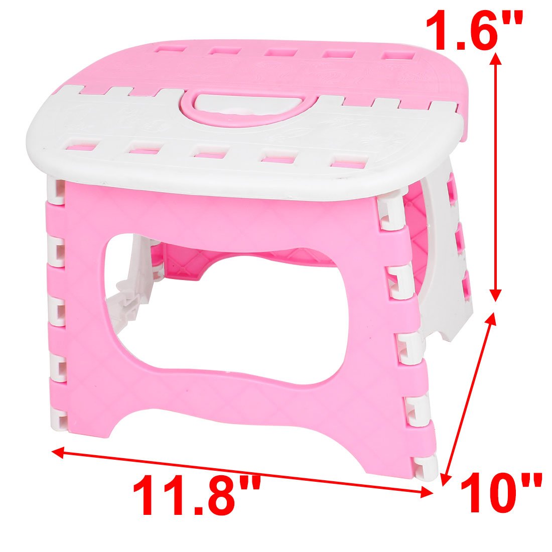 Ruilogod Plastic Multi Purpose Folding Sturdy Step Stool 20cm High White Pink (id: f5c 81a dc7 249 541, Small, f5c81adc7249f541a038566162f1cb