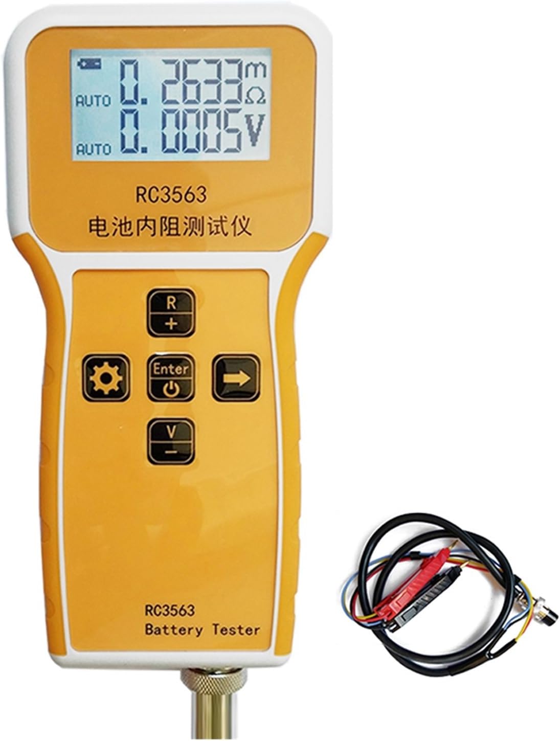 Battery Tester, RC3563 4-Wire Battery Internal Resistance Voltage Tester High Precision AC Lithium Lead-Acid 18650 Battery Tester(Tester with Clip)
