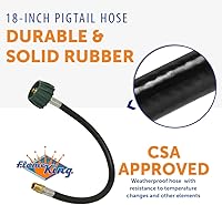 Vista 2 de Flame King 100473-18, adaptador NPT macho de 1/4 pulgadas (no abocinado), manguera flexible de conexión de goma sólida para reguladores de RV