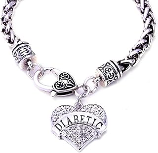 JGFinds Diabetic Awareness Alert Charm Women's Jewelry Bracelet, 7.5 Inch Silver Tone with Medical Love Heart Stating Diabetic, Lead and Nickel Free Bracelet