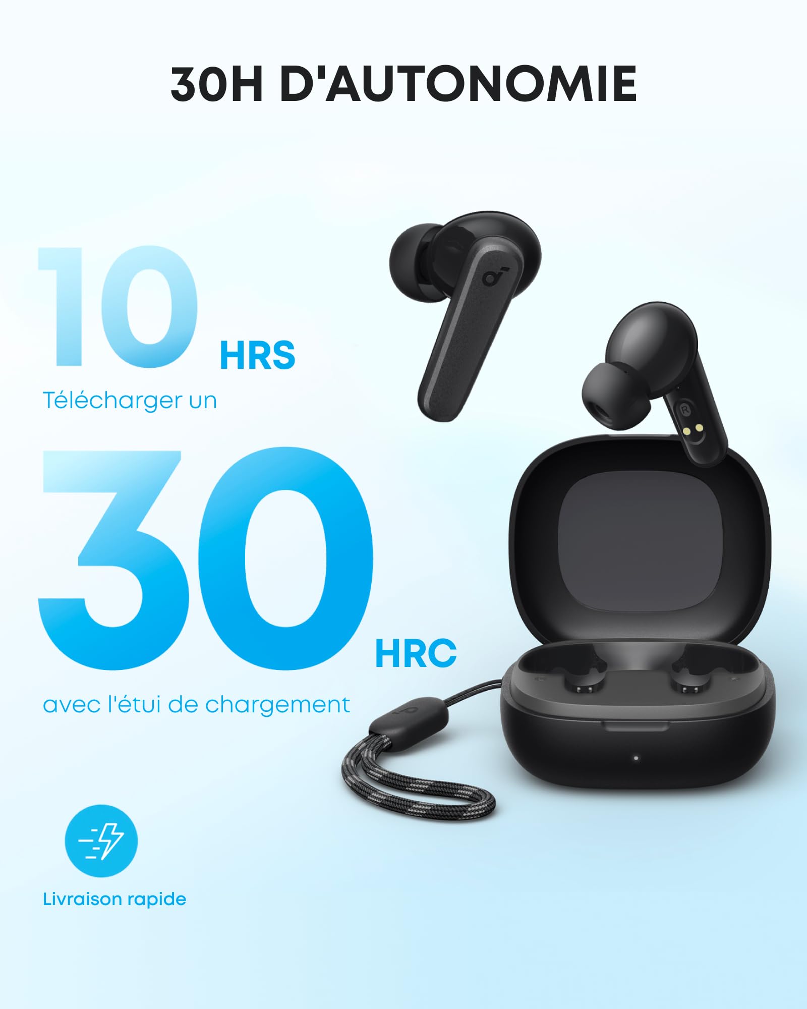 Soundcore P20i Ecouteurs Bluetooth sans Fil by Anker, Écouteurs sans Fil Bluetooth 5.3, conducteurs 10mm, Grosses Basses, 30H de Lecture, étanchéité IPX5, EQ Via App, 2 micros, Mode écouteur Unique
