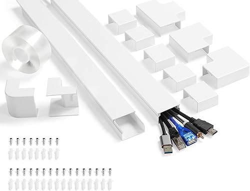 Miniatura 10 de Kit de pared para cubierta de cable, 157 pulgadas, cubiertas de alambre para cables, cable de TV para 1 cable grueso, protector de cable para TV de