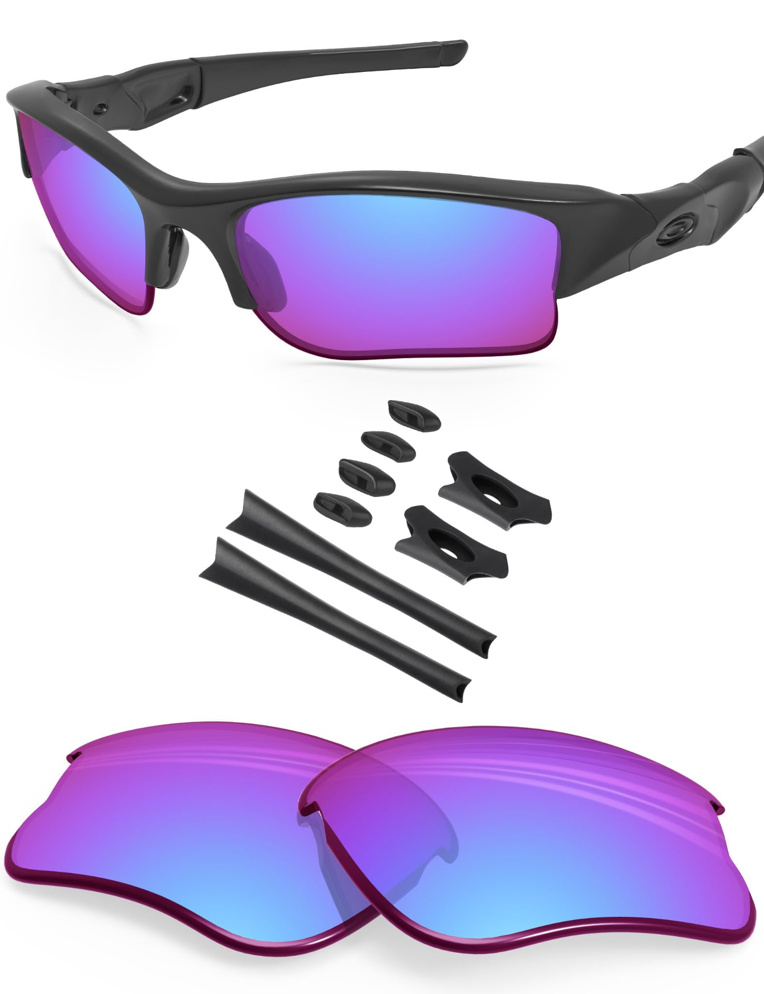 BlazerBuck Anti-salt Polarized Replacement Lenses & Sock Kit for Oakley Flak Jacket XLJ - Rose Trail