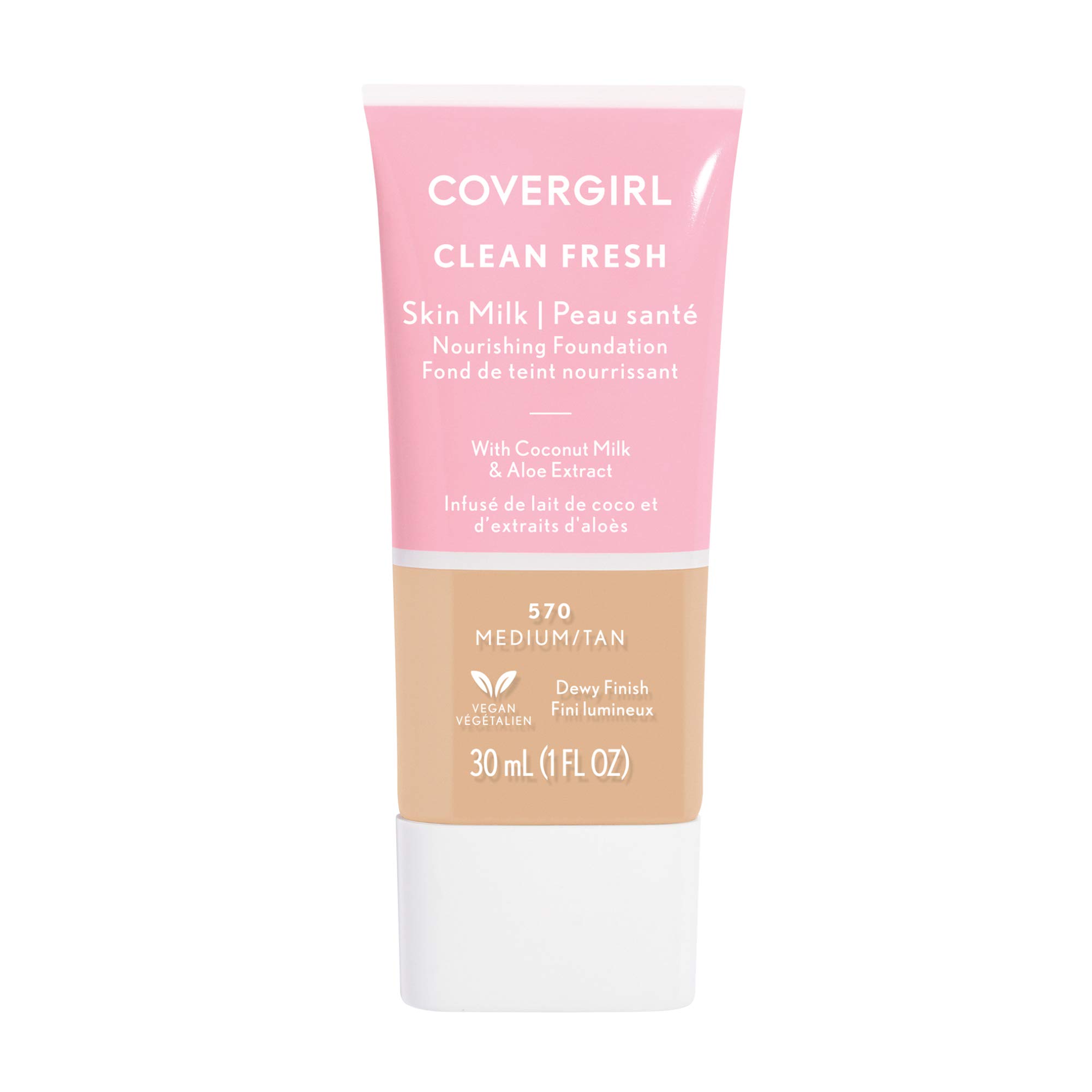 COVERGIRL Clean Fresh Skin Milk Foundation – Medium/Tan, 30 Ml, Leichte Abdeckung Mit Kokosmilch & Aloe, Vegan, Für Empfindliche Haut