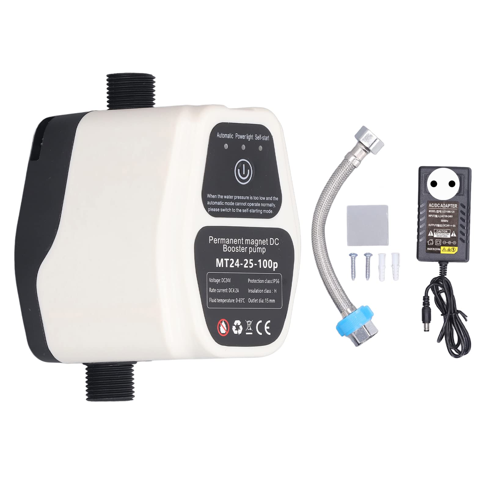 Pompe de Surpression Eau Silencieuse Automatique 24V 100W pour Douche et Ménage Réservoir 25L Boosteur Pression D'eau Domestique