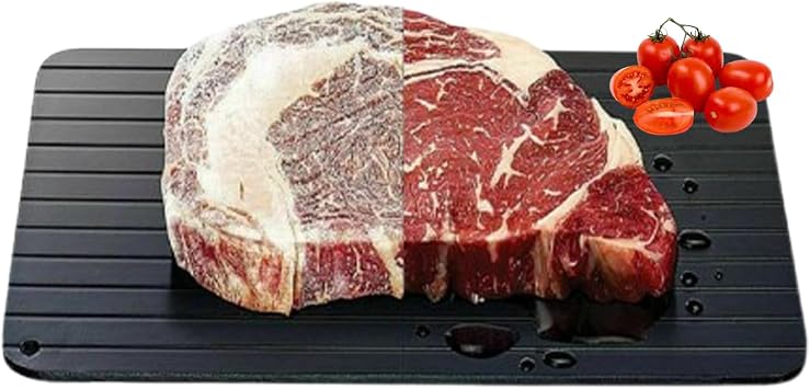 Meat Defrosting Tray Fast Defrosting Thaw Board Plate with Hanging Hole, No Microwaves Easy to Clean for Fish, Meat, Poultry or Anything Else 9.06x6.5x0.1in