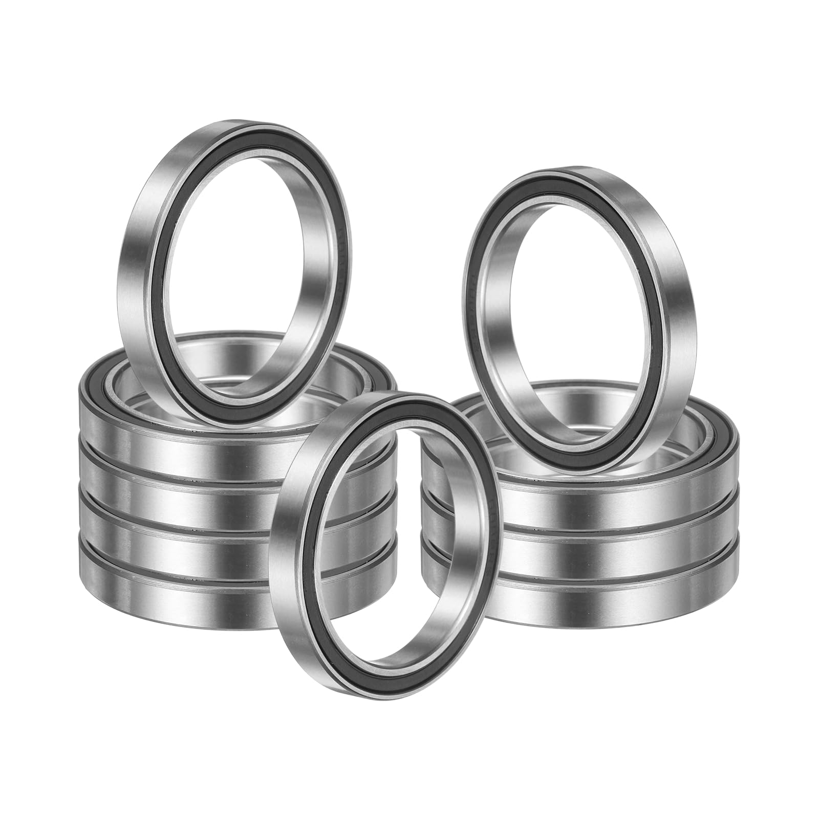 QUARKZMAN 10 Unidades 6808 2RS Rodamientos de Bolas de Ranura Profunda, 40x52x7mm Acero Cromado con Doble Blindaje para Motor Eléctrico, Electrodomésticos, Maquinaria Industrial, (ABEC5)
