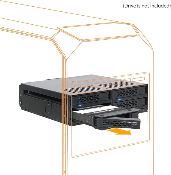 ICY DOCK ExpressCage MB324SP-1B 4 Bay 2.5 SATA/SAS HDD SSD Hot-Swap Mobile Rack Enclosure with Tool-Less SSD Mounting Tray for 5.25 Drive Bay (4 x SATA 7pin)