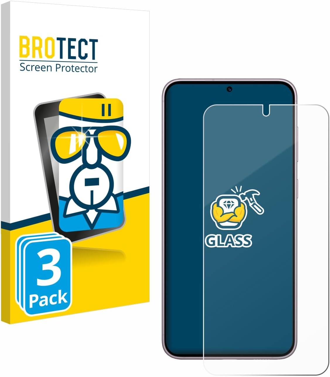 brotect Tempered Glass Screen Protector Compatible with Samsung Galaxy S23 (3 Pack) 9H