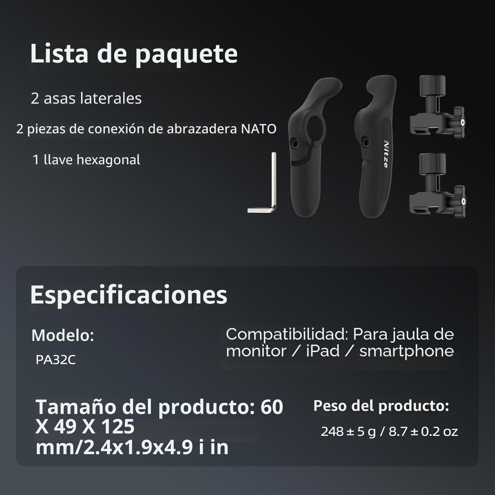 Nitze Kit de Empuñadura Lateral con NATO Clamp - PA32C
