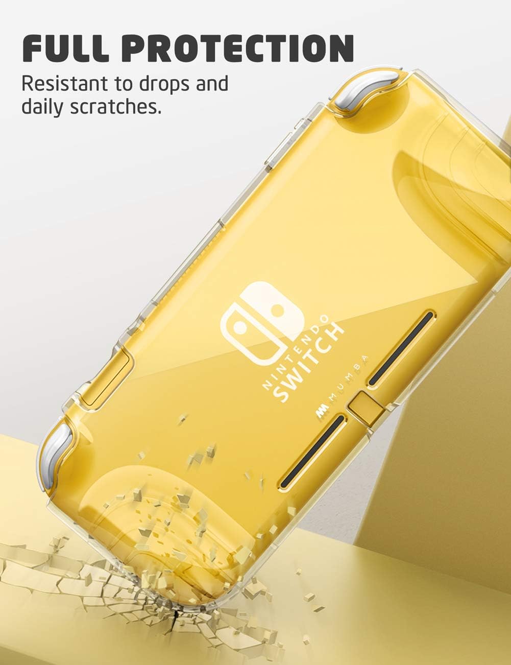 Mumba Case for Nintendo Switch Lite 2019, [Thunderbolt Series] Protective Clear Cover with TPU Grip (Clear)