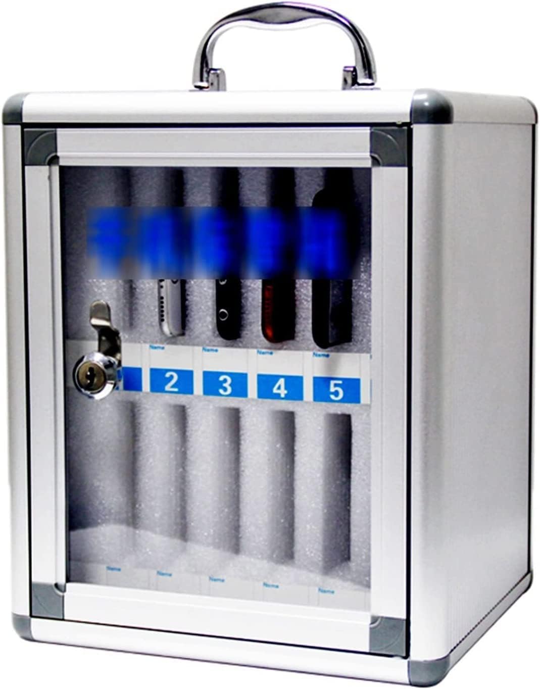 Cell Phone Locker Box for Classroom with Door Locks and Keys Clear Acrylic Jail Storage Cabinet，Stainless Steel Mobile Phone Locker, 12-Storage Organizer for Staff & Students, Secure Mobile